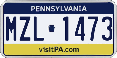 PA license plate MZL1473