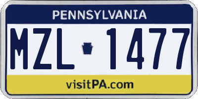 PA license plate MZL1477