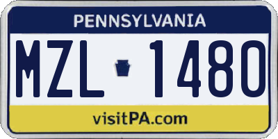 PA license plate MZL1480