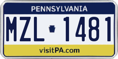 PA license plate MZL1481