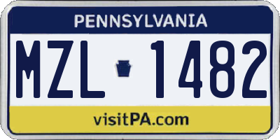 PA license plate MZL1482