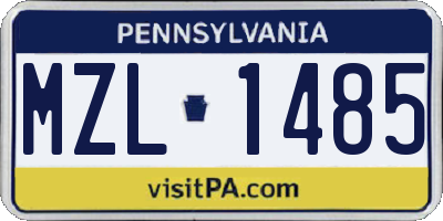 PA license plate MZL1485