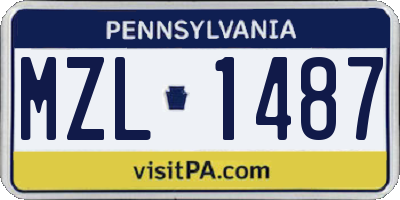 PA license plate MZL1487