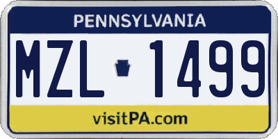 PA license plate MZL1499