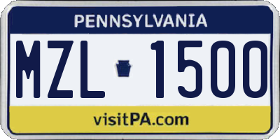 PA license plate MZL1500