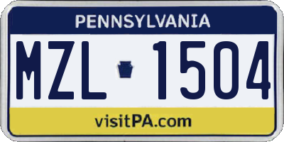 PA license plate MZL1504