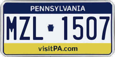 PA license plate MZL1507