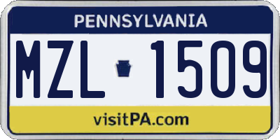 PA license plate MZL1509