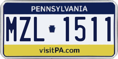 PA license plate MZL1511