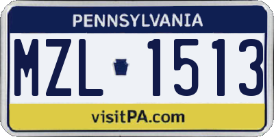 PA license plate MZL1513