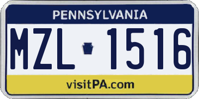 PA license plate MZL1516