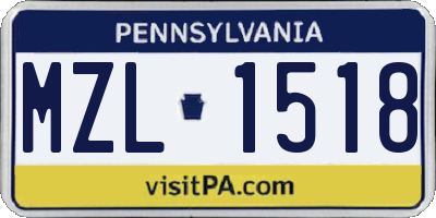 PA license plate MZL1518