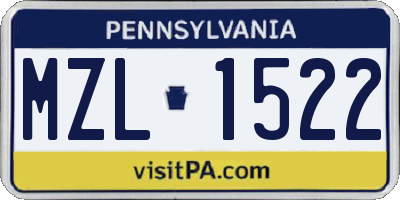 PA license plate MZL1522