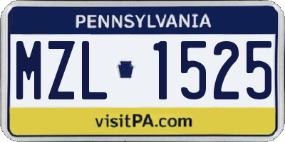 PA license plate MZL1525