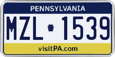 PA license plate MZL1539