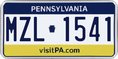 PA license plate MZL1541