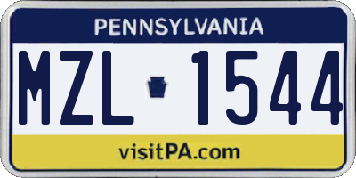 PA license plate MZL1544