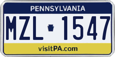 PA license plate MZL1547