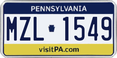 PA license plate MZL1549