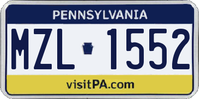 PA license plate MZL1552