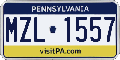 PA license plate MZL1557