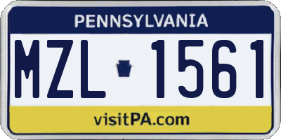 PA license plate MZL1561