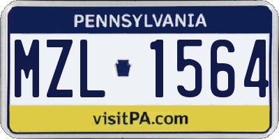 PA license plate MZL1564