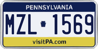 PA license plate MZL1569