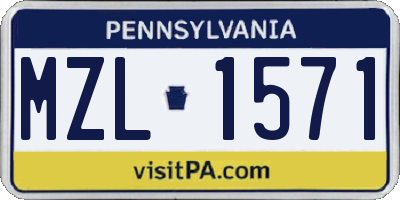 PA license plate MZL1571