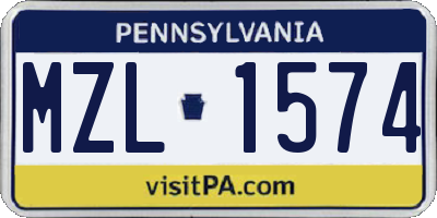 PA license plate MZL1574