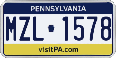 PA license plate MZL1578