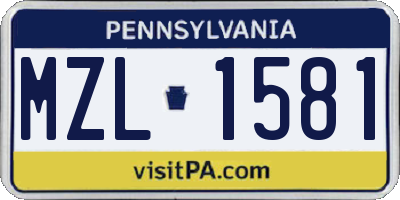 PA license plate MZL1581