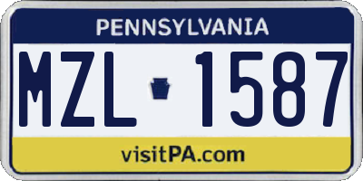 PA license plate MZL1587