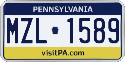 PA license plate MZL1589