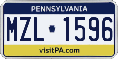 PA license plate MZL1596