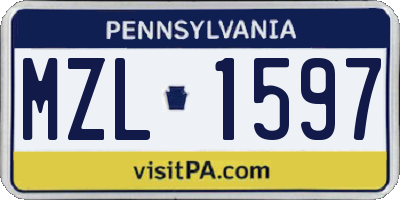 PA license plate MZL1597