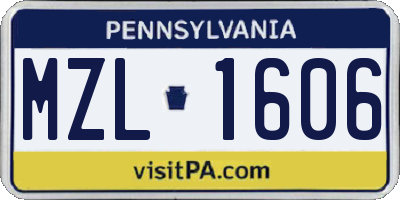 PA license plate MZL1606