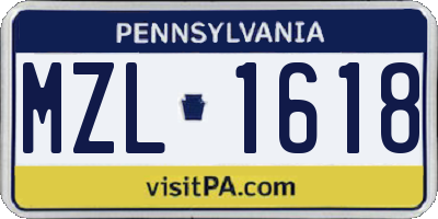 PA license plate MZL1618