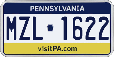 PA license plate MZL1622
