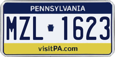 PA license plate MZL1623