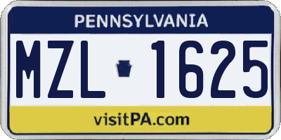 PA license plate MZL1625