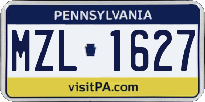 PA license plate MZL1627