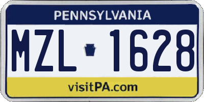 PA license plate MZL1628
