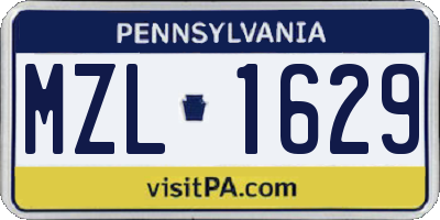 PA license plate MZL1629