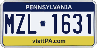 PA license plate MZL1631