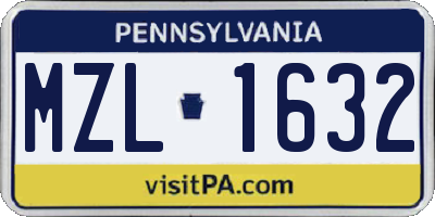 PA license plate MZL1632