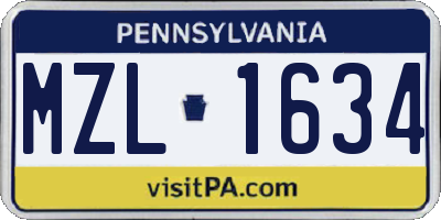 PA license plate MZL1634