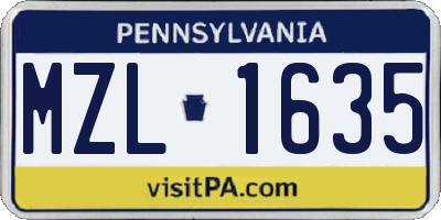 PA license plate MZL1635