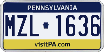 PA license plate MZL1636