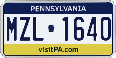PA license plate MZL1640